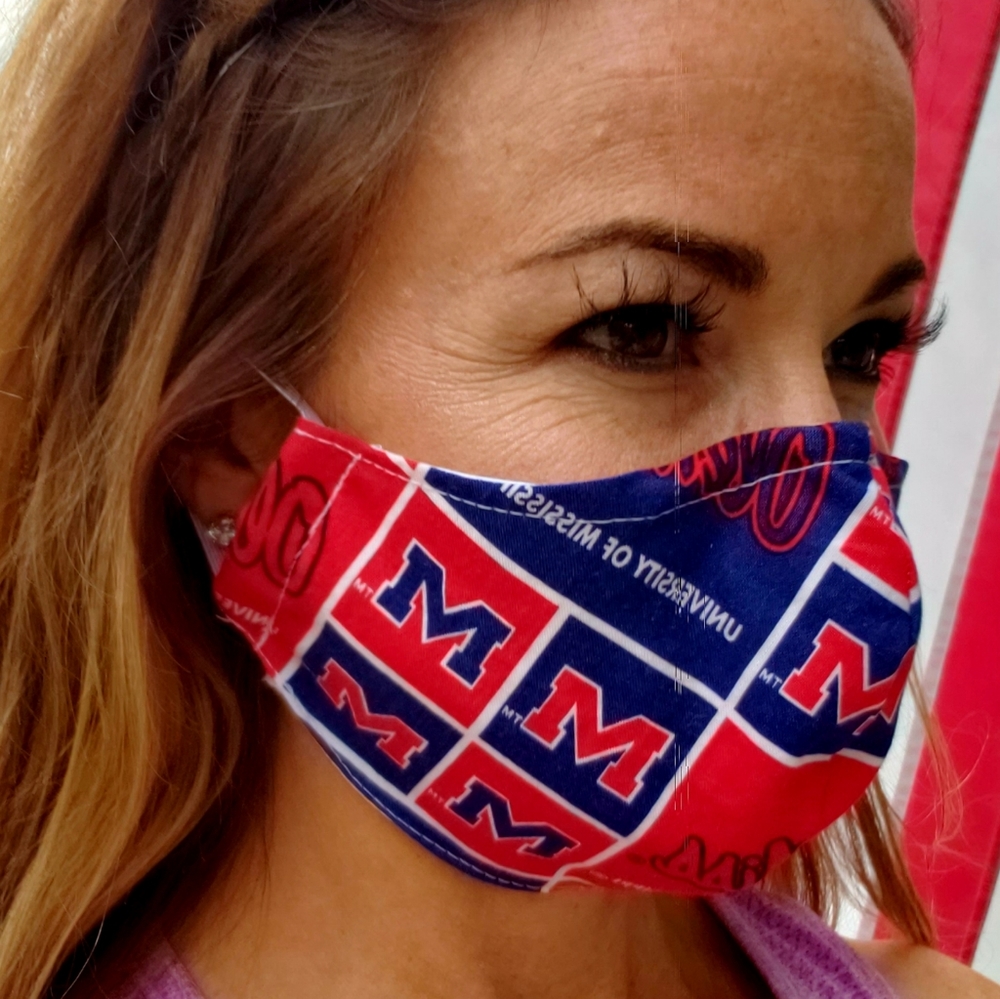 Ole' Miss 3 layer mask w filter pocket
